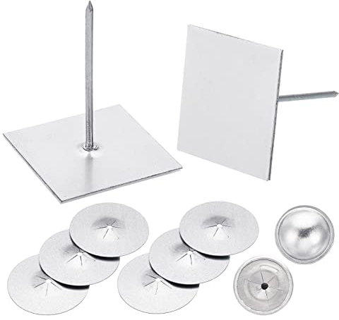 PATIKIL 300pcs Self Stick Insulation Pins 2-1/2inch, 1.5 Inch Self Locking Washers Round 7/8 Inch Aluminum Insulation Hangers Cap Washers for Foam Board Wall Floor Ceiling 100Set/300Pieces