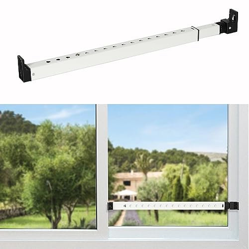 2-teilige Fenster-Sicherheitsstange mit kindersicherem Anti-Lift-Verriegelung, einfache Installation für einfach hängende Fenster oder schmale Terrassentüren, ausziehbar (41 cm bis 74 cm), Weiß
