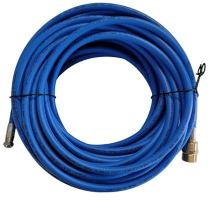 Tuyau de nettoyage de canalisations bleu compatible avec nettoyeur haute pression Kränzle de différentes longueurs M22 x 1,5 AG avec 4 buses RR, 3 à l'arrière et 1 avant, pression maximale 200 bar (30