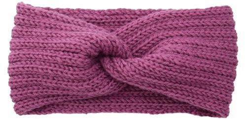 Fascia per capelli da donna invernale larga lavorata a maglia a croce tinta unita elastica turbante fascia per capelli stile 2 viola chiaro