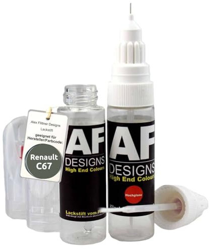 Alex Flittner Designs Lackstift für Renault C67 Gris Olive Nacre Klarlack schnelltrocknend Tupflack Autolack
