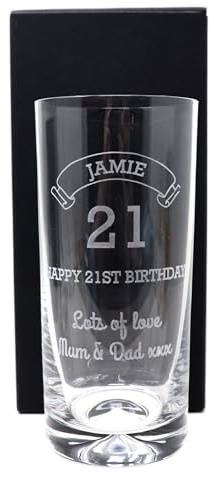 Regalo Personalised Engraved Highball Glass - Birthday Age Design (Cardboard Gift Box) 18th Birthday Glass. 21st Birthday Glasses. 30th Birthday Gift.