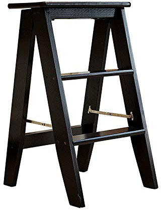 LMHAUSS Wooden Stool Lightweight Step Ladder Small Steps Foldable Multi Purpose Solid Cherry Wood Stepladders for Kitchen Steps (3 Step) Vigorous