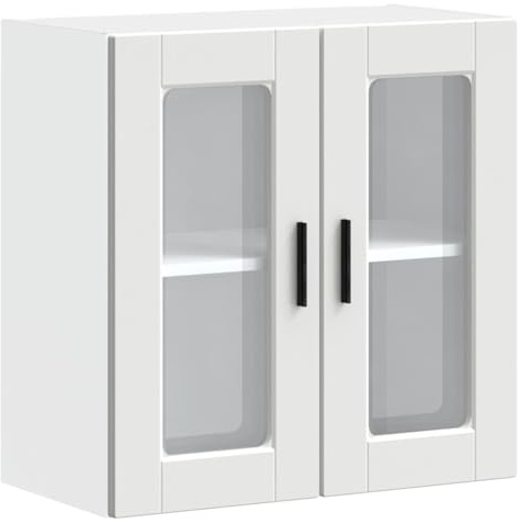 vidaXL Kitchen Wall Cabinet with Glass Door Porto White, kitchen wall unit, cabinet for kitchen wall, kitchen cabinet on wall, mounted wall cabinet