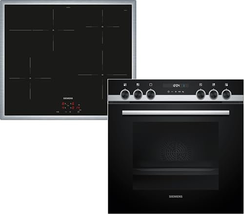 Siemens EQ522IA01, Einbauherd-Set, Bestehend aus HE517GBS4 Herd, 60 x 60 cm, 3D Heißluft, Selbstreinigung, Clip Auszug & EI645CFB6E Induktionskochfeld, Bräterzone, powerBoost, Edelstahl Rahmen