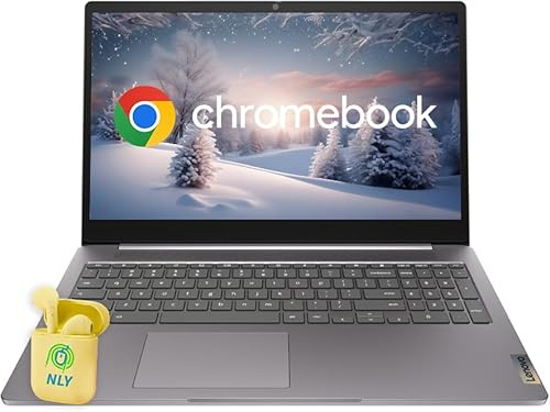 Lenovo IdeaPad Chromebook Laptop, Display FHD da 15,6, Intel Celeron dual-core, 4 GB di RAM 64 GB di archiviazione, tastiera numerica, otturatore della privacy della fotocamera, auricolari NLY