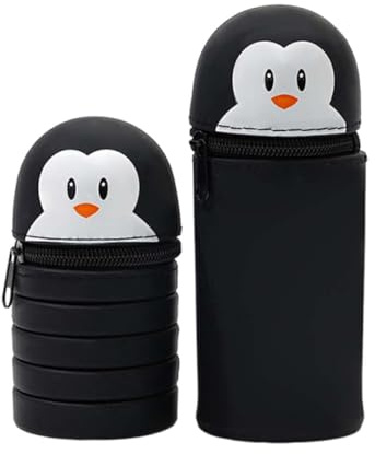 IFUDE Federmäppchen aus Weichem Silikon, Federmäppchen Nettes Cartoon Pinguin Design Schlampermäppchen Teleskopisch Mäppchen Bleistifthalter für Mädchen und Jungen