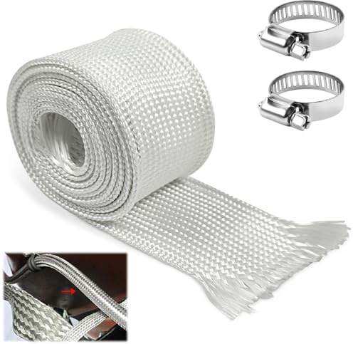 Abgasschlauch Hitzeschutzschlauch 25mm für Stromerzeuger, 100CM Hitzeschutzband für Abgasrohr Standheizung Isolierung Schlauch High TEMP Fiberglass Sleeving für Heizungen Air-Klimaanlage (1m)