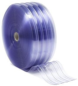 PVC Vorhang geriffelt 2x200mm Standard, 50m Rolle, Streifenvorhang ideal fürs Lager, effektiver Schutz gegen Schmutz und Lärm, Lamellenvorhang passend für Industrie