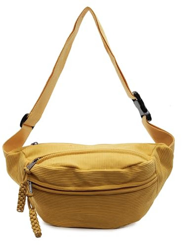 Micmores Bauchtasche Damen Umhängetasche Modische Cord Crossbody Bag Damen, Stilvolle & Praktische Brusttasche Gürteltasche Hüfttaschen für Outdoor Sport Reise Laufen Schule (Gelb)