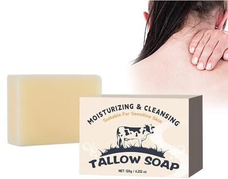 Wonsters 120 g di sapone al sego bovino, sapone balsamico al sego fatto a mano, detergente per viso e corpo peeling serum