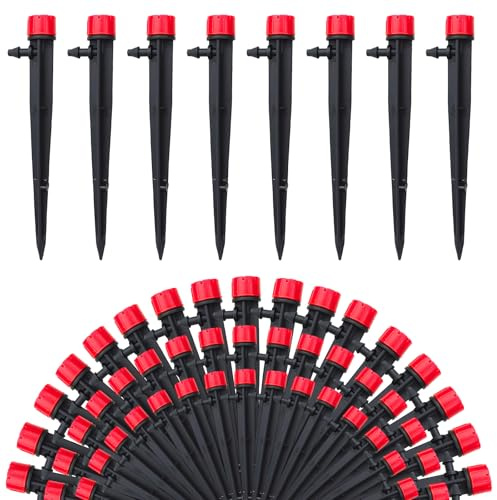 LUMOOM 50 pièces d'ancrage de Tuyau d'arrosage, système d'irrigation à 360 degrés, Goutte-à-Goutte Micro, arroseur 8 Trous, Fourche enfichable pour Tuyau 4/7mm, Drip Irrigation Emitters (Noir)