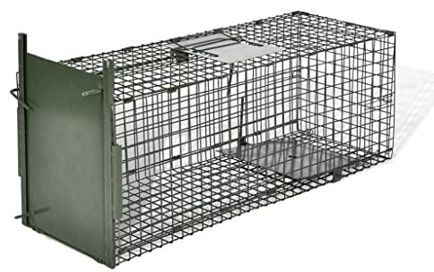 Trampa para animales vivos, 80 x 25 x 25 cm, malla de acero resistente, tamaño de agujero de 2,54 x 2,54 cm, 1 puerta, asa plegable, transporte cómodo, fácil operación, evita escapes, cebo robado,