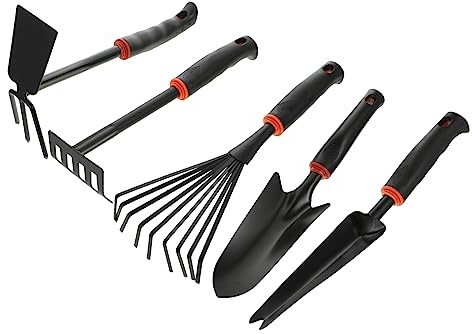 Toyvian 5 Pièces Outils de Jardinage Truelle Sarcloir Râteau Cultivateur pour Jardinage