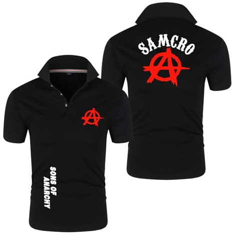 Polos Cómodos para Hombre De A.na.RC.h.y S.on.s Camiseta Suave Cuello De Manga Corta Manga Corta Estampada Camiseta Interior Ligera Camiseta-HeiS||l