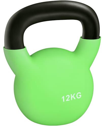 HOMCOM Kettlebell, 12kg Kettle Bell with Non-Slip Handle for Home Gym Weight Lifting and Strength Training, Green