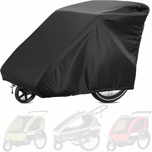 Abdeckung für Fahrradanhänger, wasserdichte Fahrradanhänger-Abdeckung mit PU-Beschichtung, UV-beständig, winddicht und staubdicht für Fahrradanhänger, Hundeanhänger, Lastenanhänger (210D)