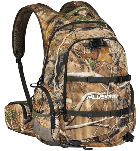 PLUSINNO Hunting Backpack for Hunting Essentials 45L Rainproof Hunting pack Gear with Rain Cover Dear Hunt Accessories Carry, Zipper Main, L, Zipper Main
