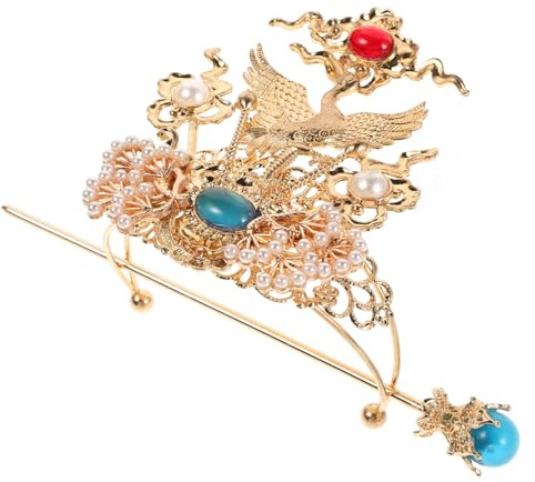 Healeved Chinese Hanfu Accessories Gold Hair Coronet for Men Zinc Alloy Ancient Hairpin with Elegant Design Comfortable Wear for Stage Performances and Cosplay
