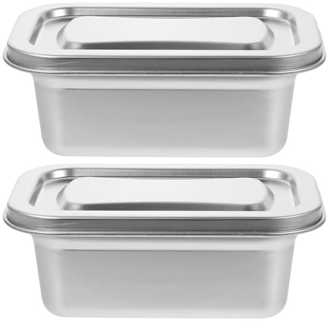 HIAKDOFT 2 pièces Boîte Inox Hermétique pour Crème Glacée Maison Conserve Fraîcheur et Saveur Bac de Stockage pour Congélateur Accessoire Cuisine