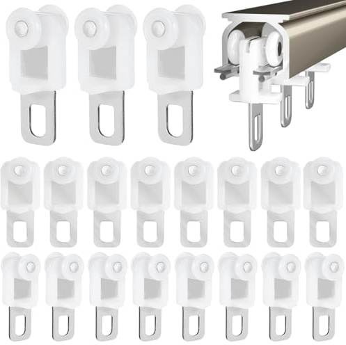 Angoily - Lote de 50 rollos para riel de cortina de acero inoxidable, ganchos deslizantes resistentes a la corrosión, adecuados para rieles pesados, silenciadores, accesorios para cortinas estándar