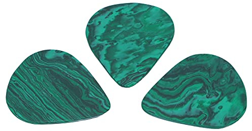 Tomotato Guitar Picks, 3Pcs Malachite Plectrums Thick Instrument Accessories for Acoustic Electric Guitar, Smooth Edge Plectrum for Plucking Strings