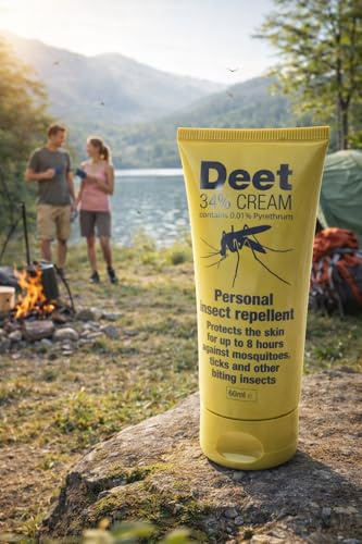 Deet 34% Insect Repellent Cream for Outdoor Protection, Long-Lasting Defense Against Mosquitoes, Ticks, and Biting Insects