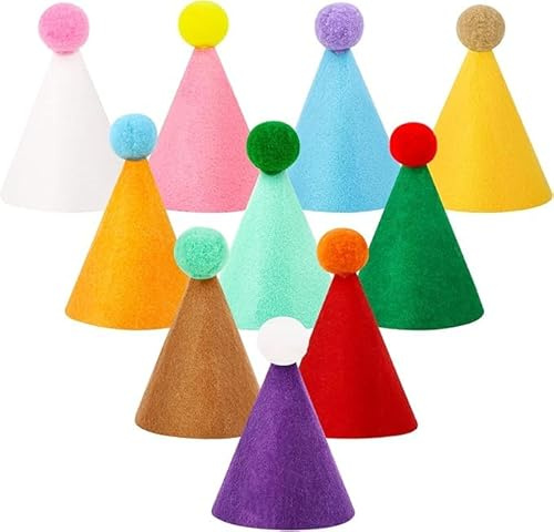 Tapufitil 10 Piezas Mini Sombreros De Fiesta Multicolor Sombreritos Adorables Para Mascotas Y Peluches Accesorios Para Cumpleaños Y Celebraciones