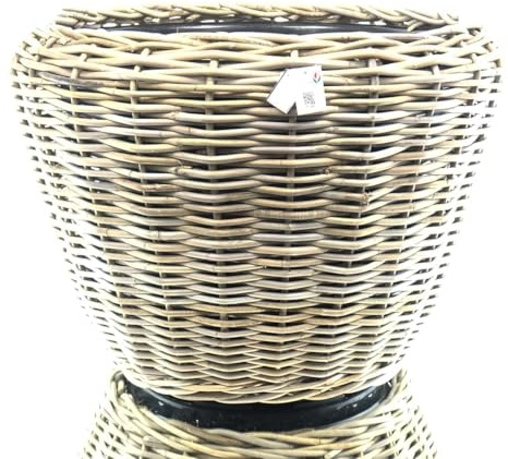 Van der Leeden DRYPOT® Rattan Pflanzgefäß Grau ca. Ø 80 cm - Sylter Körbe