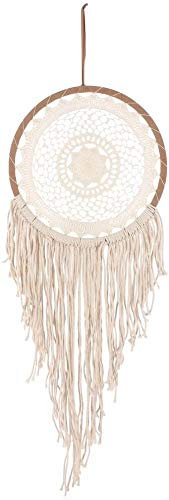 Jones Home & Gift Traumfänger, groß, cremefarben, mit Fransen und Quasten, H:95cm x W:32cm x D:1cm, Holz, Hängend, Geburtstag