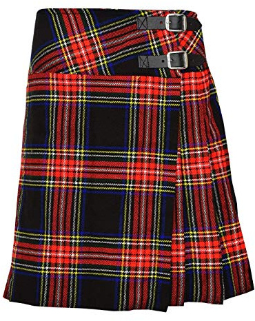 SHYNE KILTS U.K Donna Lunghezza al Ginocchio Gonna Gonnellino Kilt 20 Lunghezza Scozzese Pieghe Kilt - Nero Hostess - Nero Hostess, 18