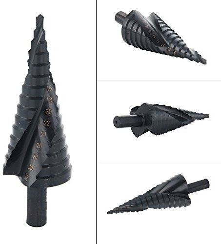 b-creative – grande (4 mm-32 mm) – Nitrato de titanio recubierto HSS alta velocidad en espiral paso broca cono taladro agujero cortador de perforadora – madera Metal ladrillo – Reino Unido entrega