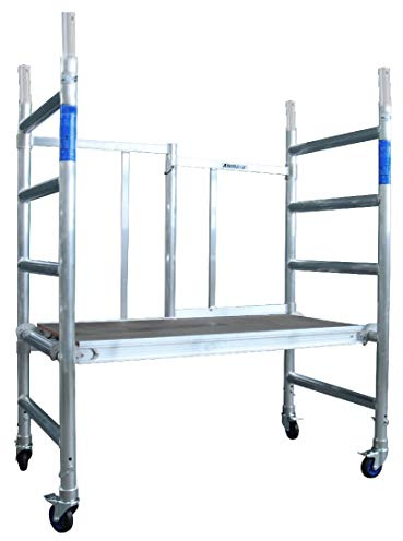 Alumexx ALX X-up 1.0, Klappgerüst, X-Rohrkonstruktion, Aluminiumgerüst, Mini-Gerüst, Rollgerüst, Alu-Gerüst, Sehr kompakt, Aluminium (Aluminium, 3M arbeitshöhe)