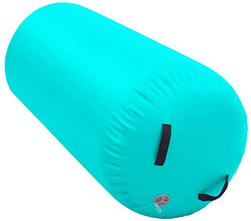 Festnight Aufblasbare Air Roll Luft Rollen 120x75 cm Airroll Yogarolle Yoga Roll Air Barrel mit Pumpe Zylinder Gym Gymnastik Rolle Turntraining Zuhause, PVC Grün
