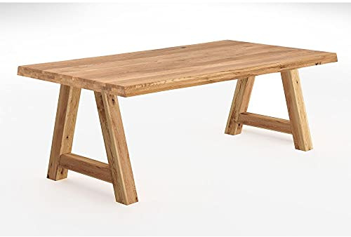 Esstisch Tisch Baumkante mit Holzgestell A-Form Eiche 200x100 cm