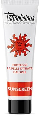 Tattoolicious SUNSCREEN 50+ SPF Tattoo-Sonnenschutz, mit Anti-Fading-Formel und Biologische Wirkstoffen, 30 ml