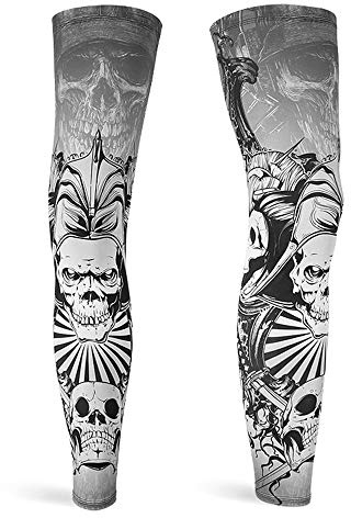 DETUCK Leg Warmers Radsport Beinlinge, Beinärmel UV-Schutz UPF50+, Eis Seide, Kühlung, Beinwärmer für Herren Damen (ein Paar) (S, Graues Rüstungsskelett)