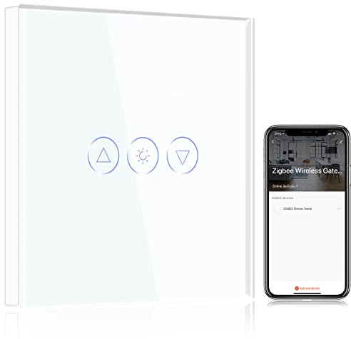 BSEED Zigbee Variateur de Lumière,1 Gang 1 Voie Intelligent Interrupteur gradateur Blanc,Compatible avec Amazon Alexa et Google Home,Interrupteur Connecté WiFi avec Écran Tactile(NÉCESSITE TUYA HUB)
