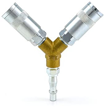 QWORK 1/4 BSP Airline Hose Connector Y Splitter Male/Female Thread Quick Release Coupler for Air Lines & Tools