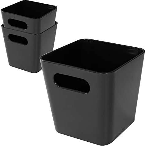 3 x Ordnungsbox 10cm hoch schwarz 10x10cm Wandregal Organizer schmaler Korb