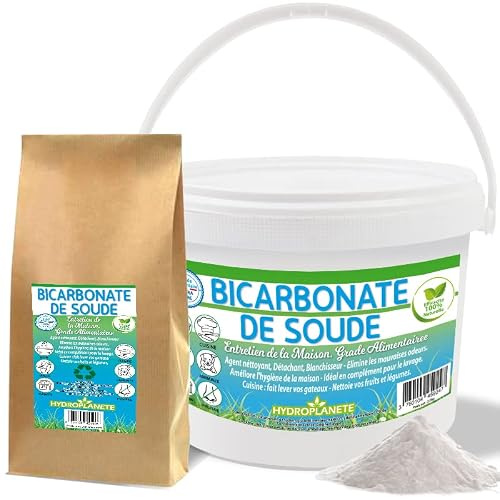 HYDROPLANETE Bicarbonate de Soude Multi-Usages - Poudre Alimentaire et Entretien de la Maison - Sans Additifs et 100% Naturel - Fabriqué en France - Disponible de1kg 2kg 5kg 10kg 20kg