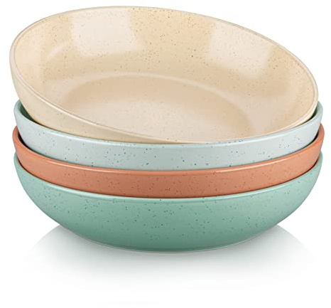vancasso Sabine Pasta Bowls, 42 Ounce Large Salad Bowls, Stoneware Serving Bowl Set of 4, Microwave Oven Dishwasher Safe Bowl for Kitchen, for Pasta, Salad, Soup