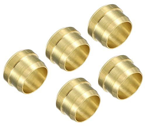 PATIKIL 10mm Tubo OD Ottone Compressione Manicotti Cerrule 5pz Ottone Compressione Raccordo Assortimento Kit