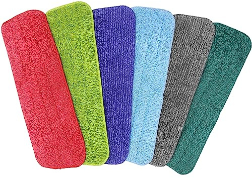 Ersatz-Mopp-Pads für Sprühmopps, passend für alle Sprühmopps und Reveal-Mopps, waschbar, 41 x 13 cm. (4 Farben) (mehrfarbig, 6 Stück)