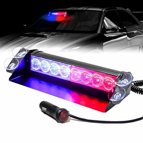Luz estroboscópica LED de emergencia para salpicadero, 12 V, 8 LED, barra de luz de advertencia para coche con interruptor y ventosa, luz de advertencia intermitente universal para coche, camión,
