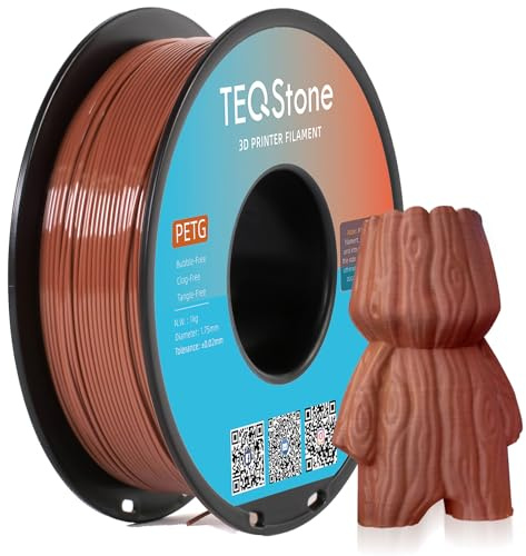 TEQStone PETG Filament 1.75mm Braun 1KG, Maßhaltigkeit +/-0.02mm Spule Sauber Gewickelt 3D Drucker Filament Vakuumverpackung