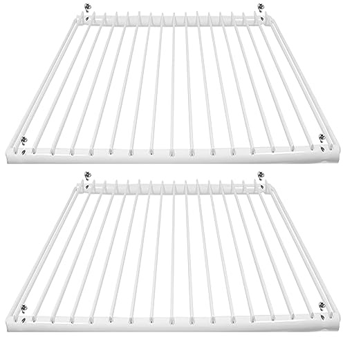 SPARES2GO Fridge Shelf compatible with Beko Refrigerator Freezer Adjustable White Plastic Coated Extendable (Pack of 2 Shelves, Large, 425mm - 670mm x 320mm)