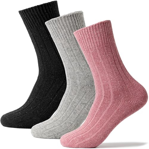 Occulto varma ullstrumpor kvinnor 3 pack (modell: Leni) Zwart Roze Grijs 35-38