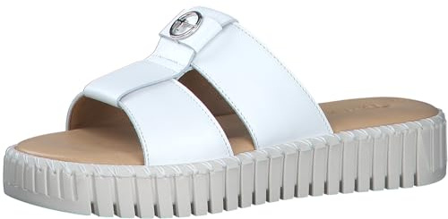 Tamaris Damen Plateau Mules Leder Keilabsatz Sommer; WHITE/weiß; 38 EU