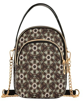 Orientalisches Mosaik-Kaleidoskop Damen-Umhängetasche, lässige Kette, Geldbörse, Leder-Schultertaschen für Damen, mehrfarbig, Einheitsgröße